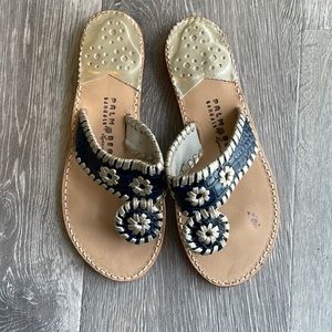 Palm Beach Navy Platinum hand crafted leather sandals 6 1/2